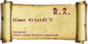 Ulmer Kristóf névjegykártya